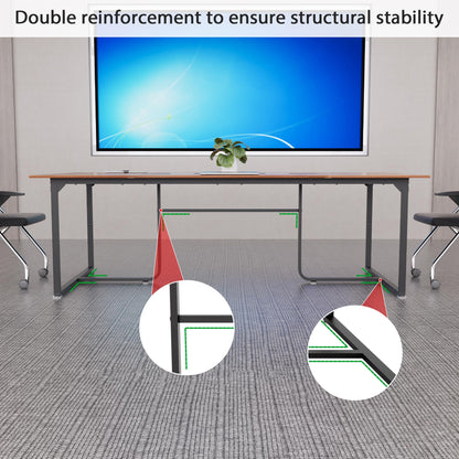 LayBurst 8FT Conference Table,94.4 L x 47.2 W x30.7 H Meeting Seminar Table with Grommet,Stability Enhancement,Large Conference Room Table for Office Meeting (Brown)