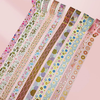 Puninoto 60 Rolls Floral Washi Tape Set,Flower Patterns Decorative Skinny Blooms Masking Tapes with Gold Foil Supplies for Arts,Scrapbook,Planner,DIY Arts and Crafts,Gift Wrapping