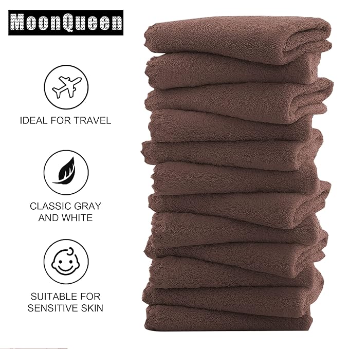 MOONQUEEN Microfiber Facial Cloths Fast Drying Washcloth 12 Pack