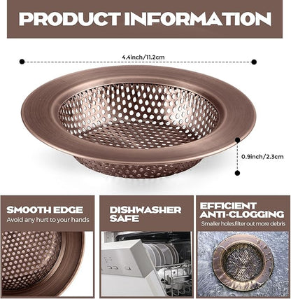 Retisee 2 Pcs Sink Strainer Stainless Steel Kitchen Sink Drain Strainer Basket