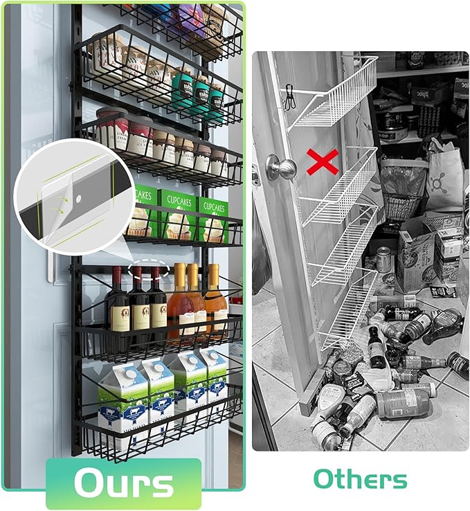 Over The Door Pantry Organizer, Wall Mount Spice Rack, Pantry Hanging Storage