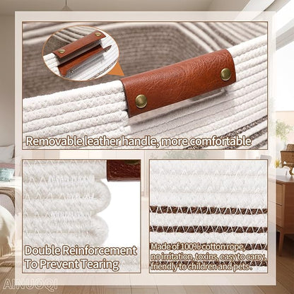 Laundry Hamper - Tall Woven Rope Laundry Basket - Clothes hamper
