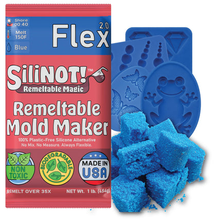 Remeltable Silicone Mold Making Kit 16oz. - Easier Than Silicone Mold Maker. Reuse 35x, No Mix, Non-Toxic, Food-Contact Safe for Plaster, Resin, Epoxy, Chocolate, Wax & Soap Mold