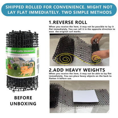 KOKMEYA Cat Repellent Mat, Black, 6.5 feet*2 with 16 Ground Stakes 16 Zip Tie, Cat Repellent Mat with Gentle Spikes for Garden/Backyard, Dog and Raccoon Deterrent Mat, 78.74 inches x 11 inches.