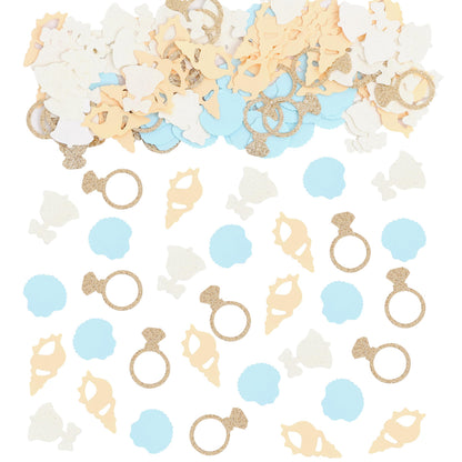 200PCS Seashells And Wedding Bells Confetti - Bachelorette Table Decoration, Valentines Celebrations Confetti, Coastal Bridal Shower Decorations, Under The Sea Party Supplies