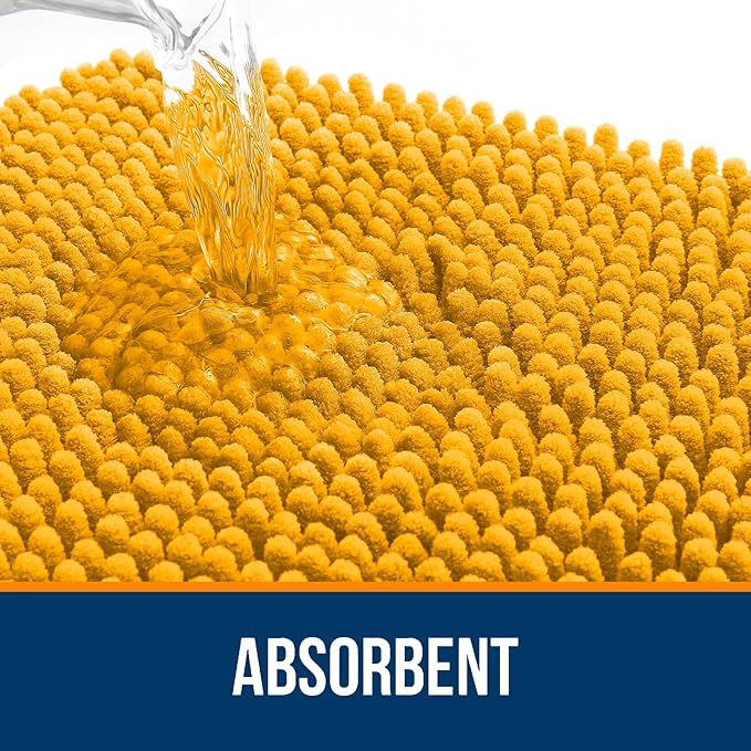 OLANLY Large Bathroom Rugs 44x32, Soft Absorbent Chenille Bath Rugs, Rubber Backing Quick Dry, Machine Washable Bath Mats for Bathroom Floor, Tub and Shower, Home Decor Accessories, Golden Yellow