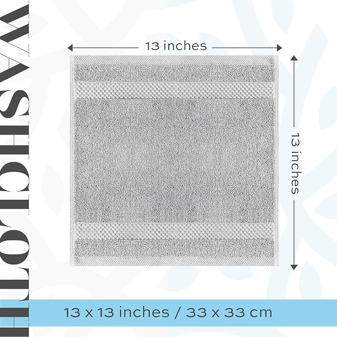 White Classic Luxury Cotton Washcloths 13x13 Inch