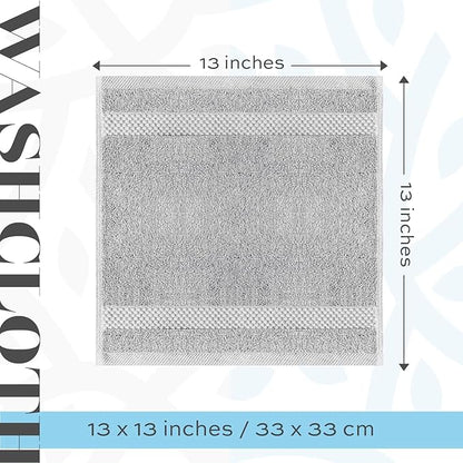 White Classic Luxury Cotton Washcloths 13x13 Inch