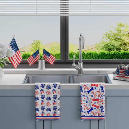 XCHI Dog Paws Bones Stars America Patriotic 4th of July Memorial Day Independence Day Kitchen Towels Dish Towels 18x26 Inch Home Decorations Hand Towels Set of 2 Drying Dishcloth