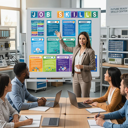 22PCS Job Skills Posters Educational Career Bulletin Board Set High School Classroom Decoration Essential Qualities Employers Seek Posters for Library Workplace Reading Corner Wall Decor, Modern
