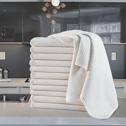 POLYTE Premium Microfiber Kitchen Dish Hand Towel Waffle Weave 12 Pack
