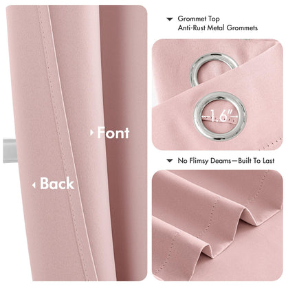 MIULEE Short Curtains for Windows - Baby Pink Blackout Half Window Curtains Thermal Insulated Privacy Drapes for Kitchen Bedroom Bathroom Grommet Top Small Basement Tiers W40 x L36 Inch 2 Panels