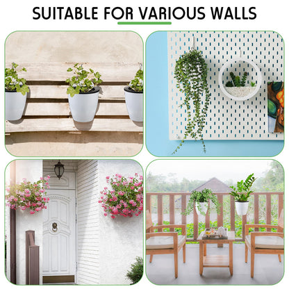 Dandat 20 Pack 4.3 Inch Wall Planter Self Watering Plastic Wall Pot Self Watering Planters Wall Mounted Herb Planter Indoor Flower Pots with Absorbent Cotton Ropes and Hooks for Garden Herbs Plants