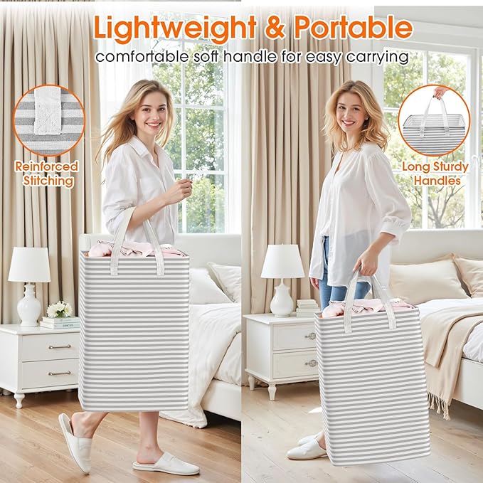 3 Pack Large Laundry Basket, Waterproof & Freestanding Laundry Hamper,