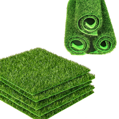 SNAIL GARDEN 13PCS Fairy Artificial Grass, 8Pack Life-Like Garden Lawn with 5Pcs Artificial Moss Rocks-Miniature Ornament Garden Fairy Accessories for DIY Decoration(6 x 6 Inch)