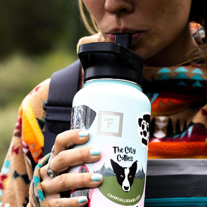 IRON °FLASK Camping & Hiking Hydration Flask with 3 Lids - Stainless Steel, Double Walled & Vacuum Insulated Water Bottle - Leak Proof & BPA Free (Midnight Black, Straw - 40 oz)
