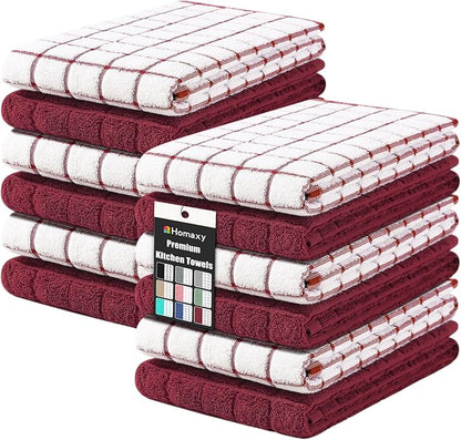 Homaxy Premium Cotton Kitchen Towels 16"x 28", Large Natural Ring Spun 390 GSM