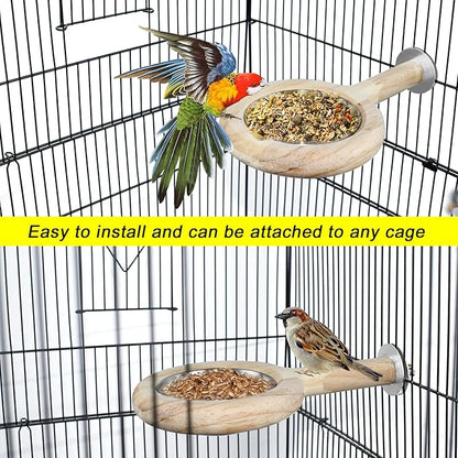 ASOCEA Adjustable Bird Harness and Leash, 2 Pack Bird Food Stainless Steel Cups for Yellow Naped Amazons Galah Cockatoos Small to Medium Breed Parrots Fits Birds Chest