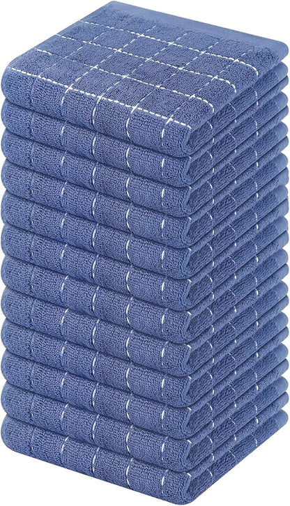 Mordimy 100% Cotton Terry Cloth Dish Cloths, Soft and Absorbent Checkered Dish