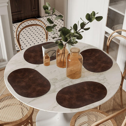ADRIMER Placemats, Heat Resistant Oval Placemats Set of 4 Washable 12 x 17 Inch, Waterproof Table Mats, Wipeable Pu Place Mats for Kitchen, Dining Room, Coffee