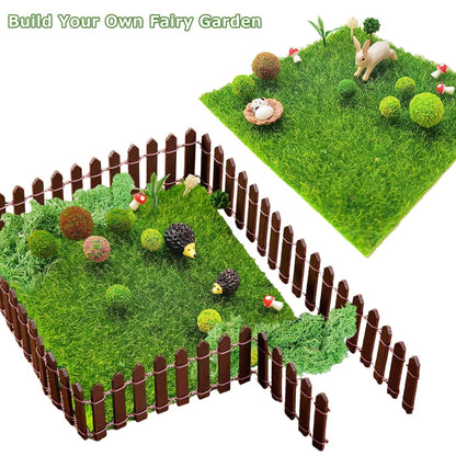 QuarenDen Miniature Garden Accessories, 36Pcs, 6in x 6in Fairy Artificial Grass, Fake Moss, Mini Fairy Garden Grass, Fairy Garden kit for Dollhouse Decoration Plant House Decor