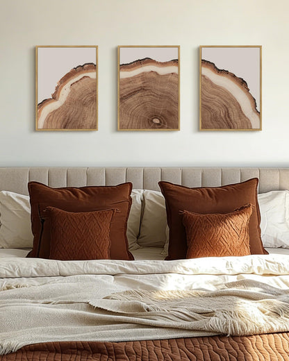 Drsoum Vintage Retro Tree Rings Wood Framed Wall Art Modern Wood Stump Nature Rustic Artwork Bedroom Living Room Ready to Hang 11x14in Natural Framed
