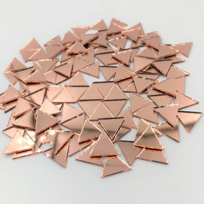 NUORUI 15mm Triangular Shape Mirror Mosaic Tiles, Rose Gold, Craft Mirror, 120 Pieces