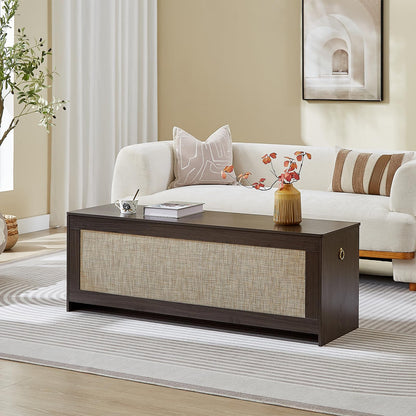 ZenFang 51.2" Storage Chest Extra Large,Storage Bench with 2 Safety Hinges,Wooden Shoe Bench,51.2x15.7x18.3 Inch,Easy Assembly,Storage Bench for Bedroom,Living Room,entryway(Obsidian Black)