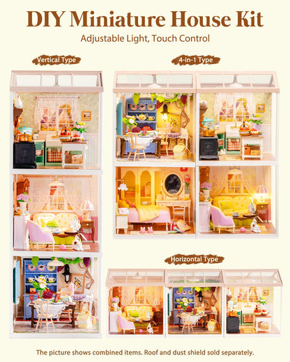 Rolife Super Creator Kits, Tiny House Building Blocks for Little Dolls, DIY Plastic Mini House Model Building Kits for Teens Aged 14+, DIY Crafts/Hobbies for Adult(Farmhouse Kitchen)