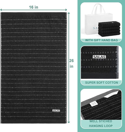 SALAS Kitchen Dish Towels, Bulk Cotton Kitchen Hand Towels, 390 GMS Plaid Dish
