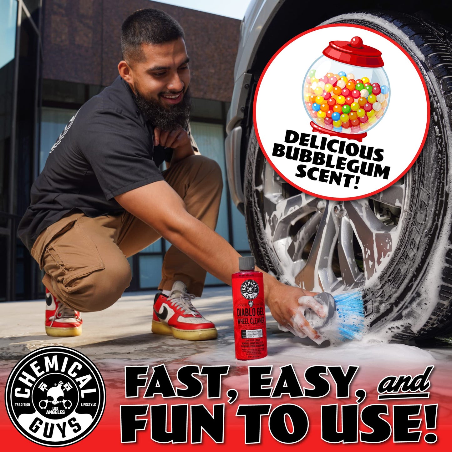 Chemical Guys CLD_997_16 Diablo Gel Oxygen Infused Foam Wheel And Rim Cleaner, Concentrated (Safe on All Wheel & Rim Finishes), for Cars, Trucks, SUVs, Motorcycles, RVs & More 16 fl oz