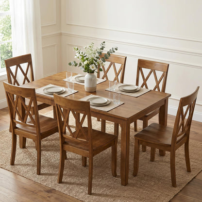 DUHOME Wood Dining Chairs Set of 4, Farmhouse Cross Back Solid Wood Kitchen Chairs, Vintage Walnut Finished Armless Dining Chairs for Home Kitchen, Breakfast Nook, Dining Room and Bistro