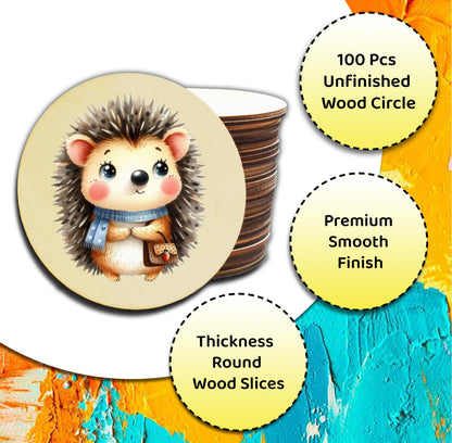 100 Pcs Unfinished Wood Circle 2 inch Wood Disc 0.1'' Thickness Round Slices Wood Blanks Wooden Cutout Natural Slices Ideal for Crafting Writing DIY Project Ornament Painting Art Home Decoration