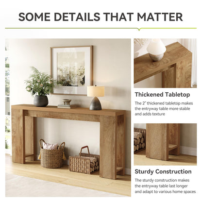 LITTLE TREE 70.9-Inch Long Console Table, Narrow Sofa Table Behind the Couch, Farmhouse Console Table for Living Room, Entryway, Hallway