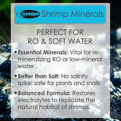 Crystalpro Shrimp Minerals 16.9 Oz – Liquid Aquarium Salt & Trace Elements for Freshwater Shrimp Tanks – Supports Caridina & Neocaridina – Molting & Breeding Additive – Invertebrate Tank Conditioner
