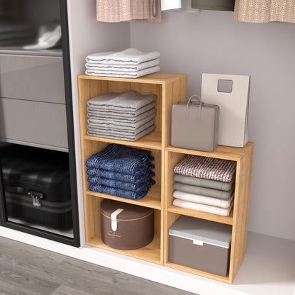 NewBeth Wooden 3 Cube Storage Organizer,3 Tier Low Bookcase Freestanding Storage Display Organizer,Versatile Cubes Shelf and Cubby Unit for Any Space 15.7inch