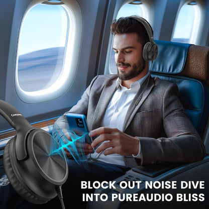 Cowyawn USB C Headphones Wired, Over Ear USB C Wired Headphones with Microphone, Volume Control, HD Stereo Sound, Foldable USB Type C Headphone for Adult/Teens/Laptop/Computer/iPhone 15/16/17, Black