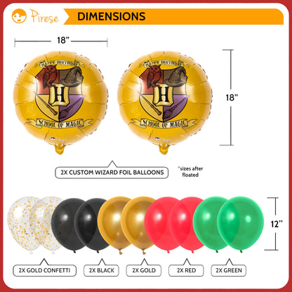 Pirese Wizard Birthday Decorations, Magical Happy Birthday Banner with Balloons, Pre-Strung Party Supplies, Gold Confetti Balloons & Unique Pirese Foil Balloon, Magical Decor for Kids & Adults