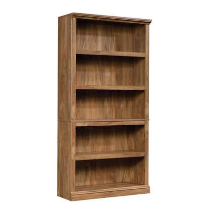 Sauder 5 Tier Book Shelf Wooden Bookcase Multipurpose Bookshelf for Home Office, Living Room, in Sindoori Mango