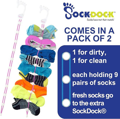 Sock Laundry Solution for Washing Drying & Storing Socks in Pairs, Clip & Hold