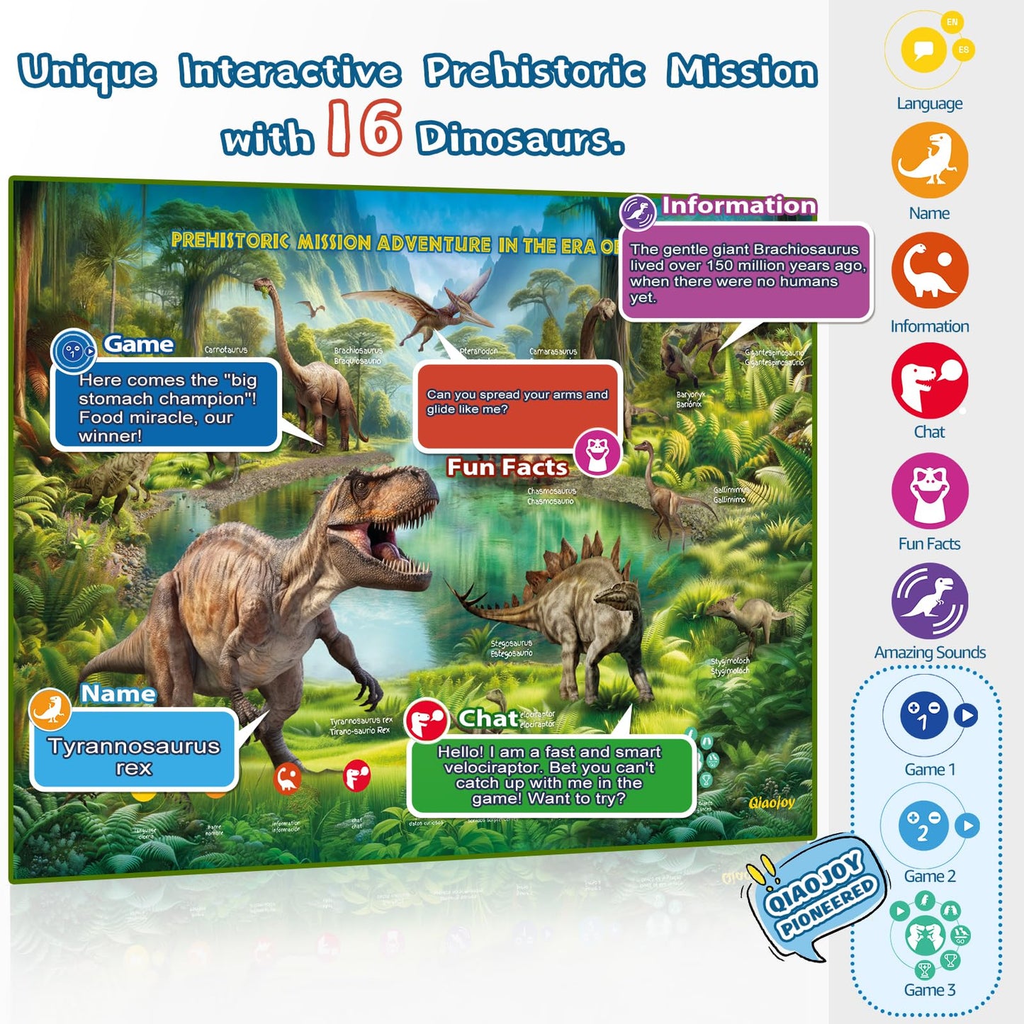 Bilingual Interactive for Kids Talking Dinosaur & Space Poster for Kids Learning and Educational Toys,Talking Educational Dinosaur Toy for Ages 3 to 12 Years Old,Space Theme Wall Decor for Preschool
