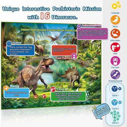 Bilingual Interactive for Kids Talking Dinosaur & Space Poster for Kids Learning and Educational Toys,Talking Educational Dinosaur Toy for Ages 3 to 12 Years Old,Space Theme Wall Decor for Preschool