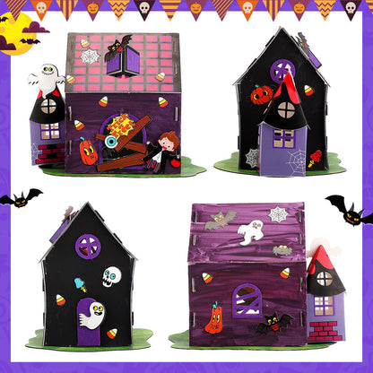 Shappy 8 Set Halloween Haunted House Craft Kit - Make Your Own Haunted House, DIY Halloween Stickers for Kids & Classroom Favors