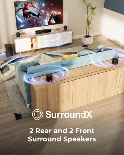ULTIMEA 7.1ch Surround Sound Bar for Smart TV, with 4 Surround Speakers, Peak Power 330W, Surround Sound System Soundbar with Subwoofer, HDMI ARC, Bluetooth 6.0, Optical, Aux, Aura A40 Pro, 2026 Model
