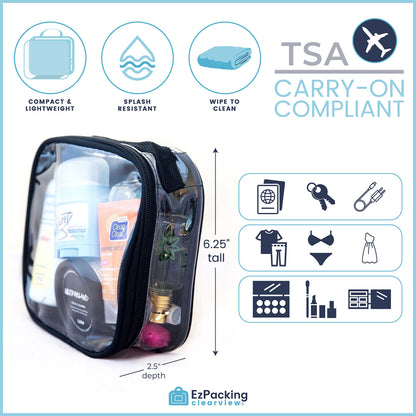 EzPacking Clear TSA Approved 3-1-1 Travel Toiletry Bag for Carry On/Quart Size Transparent Liquids Pouch for Airport Security/Reusable See Through Vinyl & PVC Plastic Organizer Men Women (Turquoise)
