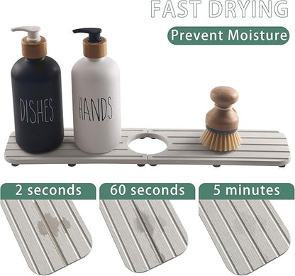 17inch x 4inch Kitchen Sink Faucet Mat, Water Absorbing Stone Faucet Splash
