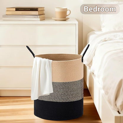 Tall Laundry Basket with Handles, 58L Portable Dirty Clothes Hamper, Boho