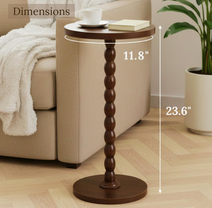 BENNTOR Round Wooden Small Side Table for the Living Room, Modern Pedestal Side Table for Small Spaces, Drinks, Corner, Accent Piece, and Compact Nighstand Bedroom, Tool-Free Easy Assembly, Walnut