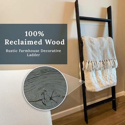 BARNWOODUSA Throw Blanket Ladder – Fully Assembled Reclaimed Wood – Rustic Decorative Ladder for Towels, Quilts, & More – Perfect Farmhouse Decor for Bathroom, Porch, or Living Room,5ft.