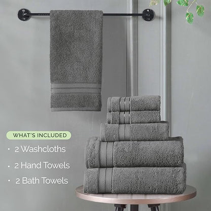 Elegant Comfort Luxury 6-Piece Towel Set, Premium Soft 100% Turkish Cotton
